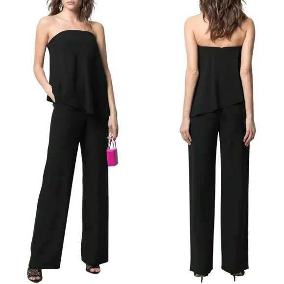 NWT Emporio Armani Strapless Straight Leg Jumpsuit in Black Sz. 40 - Picture 1 of 5
